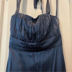 Tahari Arthur Levine Silk Navy Halter Dress